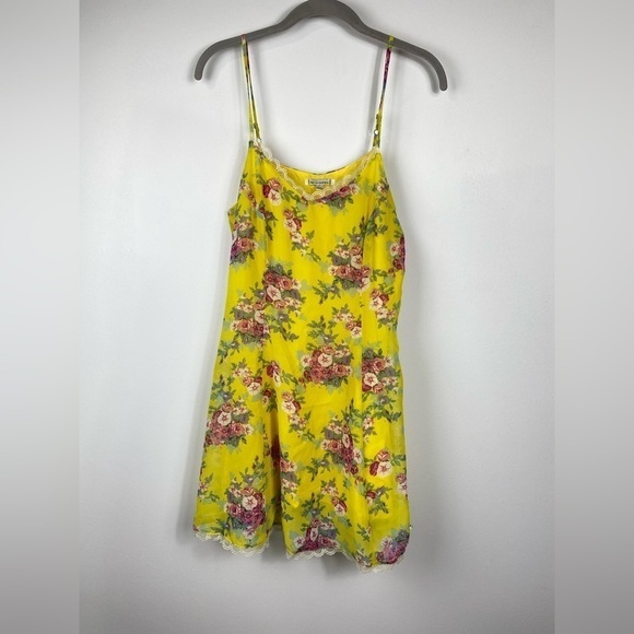 Lucia Couture Lace Trim Floral Slip Dress in Citrus Rose, Size Small - Picture 1 of 15
